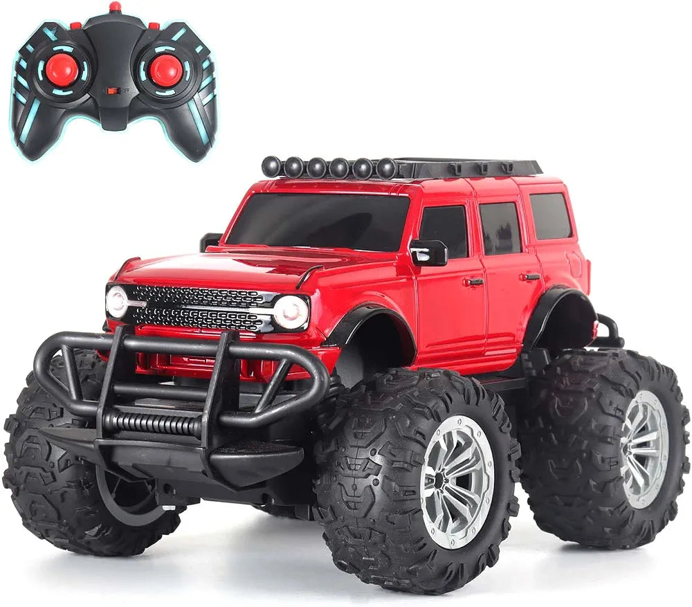 popsugar Off Roader Rechargeable Remote Control Car | RC Car Monster Truck | 4 Headlight Modes | Lithium Battery | C-Type Charging | 2.4GHz Remote Controller | Made in India, Red