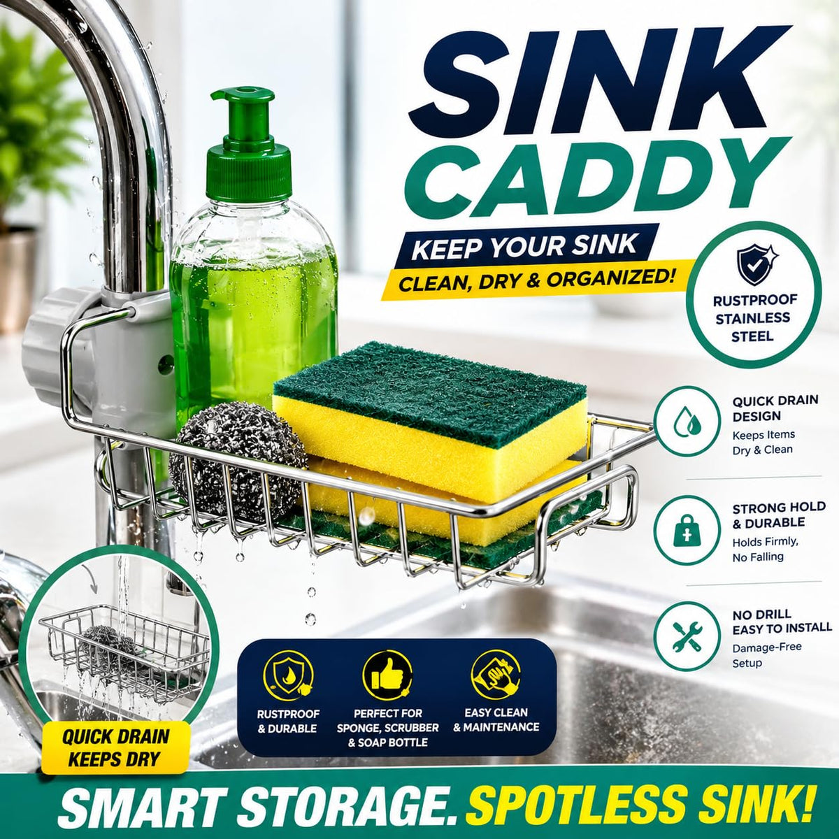 Kitchen Sink Caddy Organizer Tray