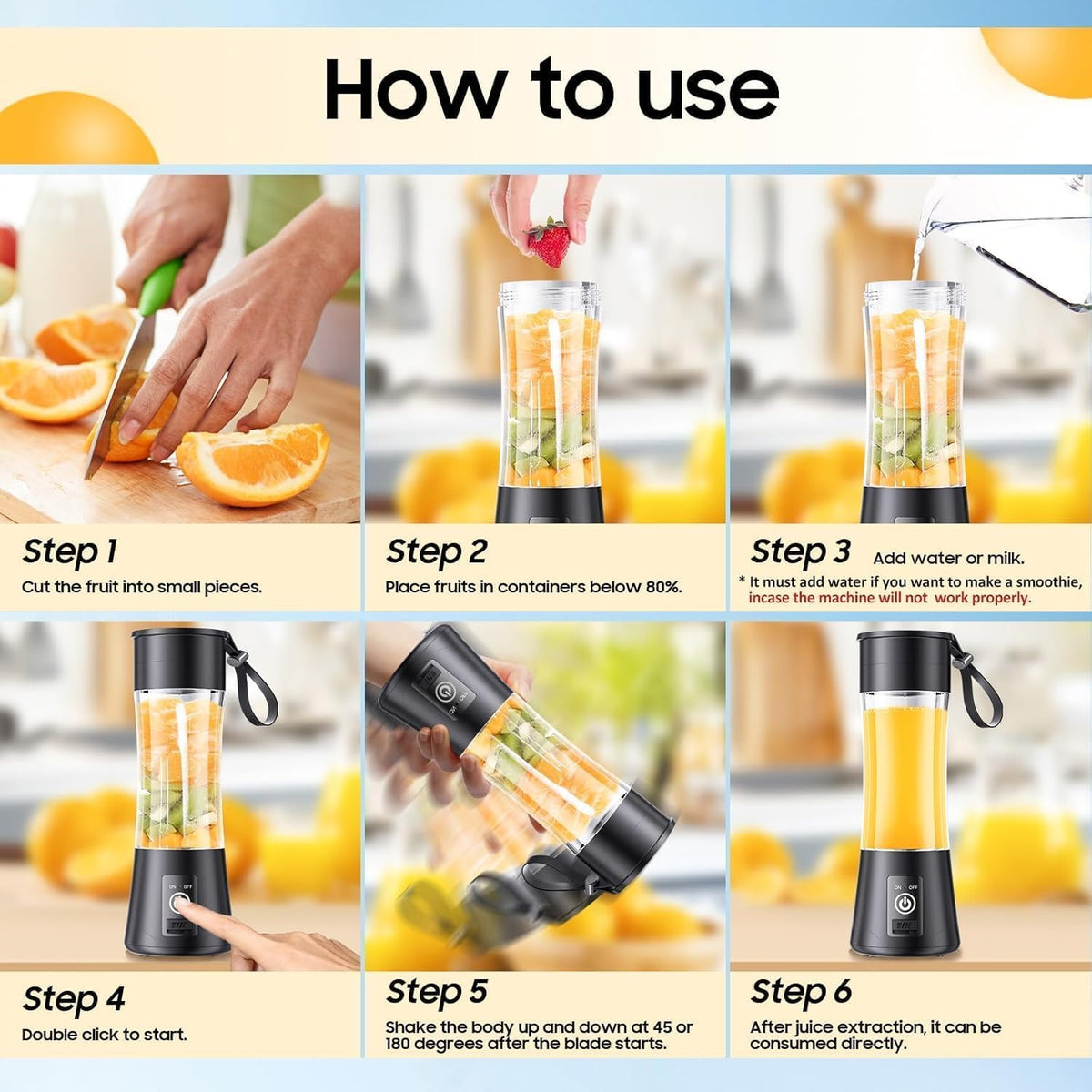 Portable USB Rechargeable Smoothie Blender