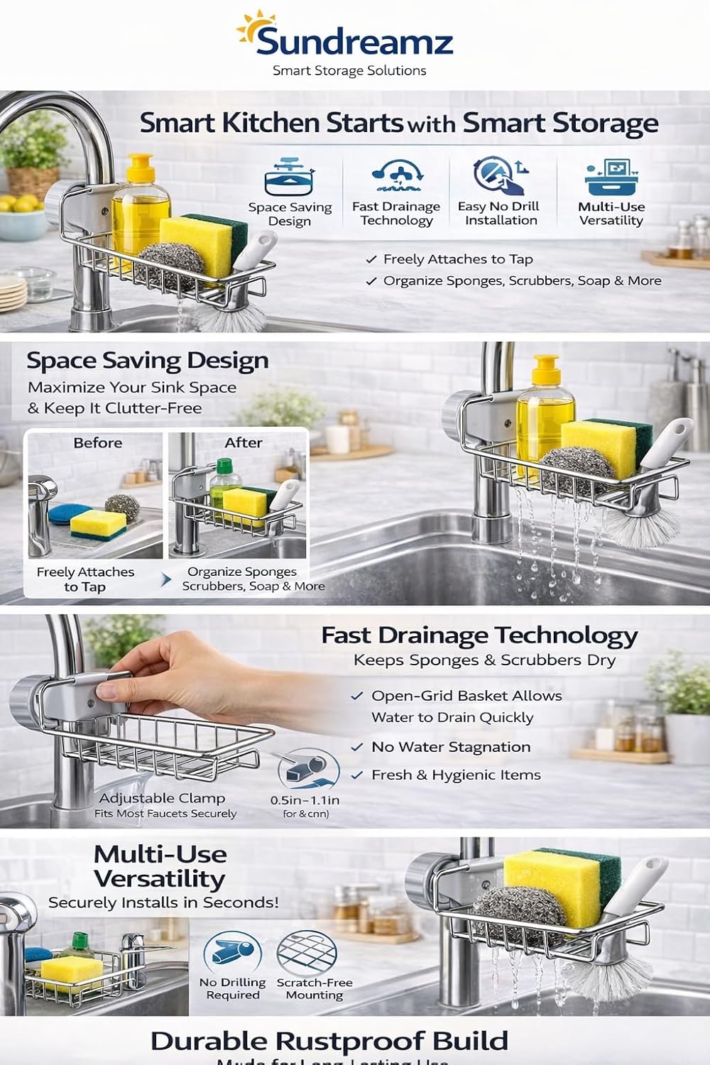 Kitchen Sink Caddy Organizer Tray